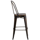 Sabine 30" Metal Indoor-Outdoor Counter Stool with Vertical Slat Back and Integrated Footrest