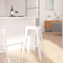 Elba Series Metal 30" Bar Height Stool with Distressed Powder Coated Finish and Integrated Floor Glides