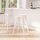 Elba Series Metal 30" Bar Height Stool with Distressed Powder Coated Finish and Integrated Floor Glides