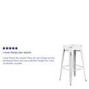Elba Series Metal 30" Bar Height Stool with Distressed Powder Coated Finish and Integrated Floor Glides