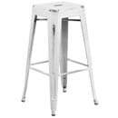 Elba Series Metal 30" Bar Height Stool with Distressed Powder Coated Finish and Integrated Floor Glides