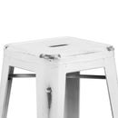 Elba Series Metal 30" Bar Height Stool with Distressed Powder Coated Finish and Integrated Floor Glides