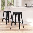 Elba Series Metal 30" Bar Height Stool with Distressed Powder Coated Finish and Integrated Floor Glides