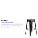 Elba Series Metal 30" Bar Height Stool with Distressed Powder Coated Finish and Integrated Floor Glides