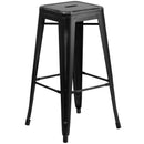 Elba Series Metal 30" Bar Height Stool with Distressed Powder Coated Finish and Integrated Floor Glides