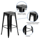 Elba Series Metal 30" Bar Height Stool with Distressed Powder Coated Finish and Integrated Floor Glides