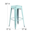 Elba Series Metal 30" Bar Height Stool with Distressed Powder Coated Finish and Integrated Floor Glides