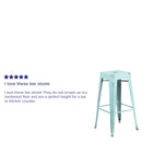 Elba Series Metal 30" Bar Height Stool with Distressed Powder Coated Finish and Integrated Floor Glides