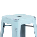 Elba Series Metal 30" Bar Height Stool with Distressed Powder Coated Finish and Integrated Floor Glides