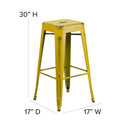 Elba Series Metal 30" Bar Height Stool with Distressed Powder Coated Finish and Integrated Floor Glides