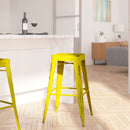 Elba Series Metal 30" Bar Height Stool with Distressed Powder Coated Finish and Integrated Floor Glides