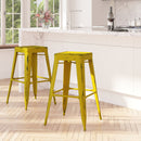 Elba Series Metal 30" Bar Height Stool with Distressed Powder Coated Finish and Integrated Floor Glides