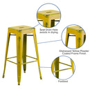 Elba Series Metal 30" Bar Height Stool with Distressed Powder Coated Finish and Integrated Floor Glides