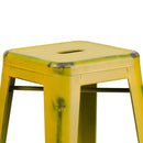 Elba Series Metal 30" Bar Height Stool with Distressed Powder Coated Finish and Integrated Floor Glides