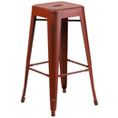 Elba Series Metal 30" Bar Height Stool with Distressed Powder Coated Finish and Integrated Floor Glides