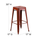 Elba Series Metal 30" Bar Height Stool with Distressed Powder Coated Finish and Integrated Floor Glides