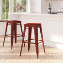 Elba Series Metal 30" Bar Height Stool with Distressed Powder Coated Finish and Integrated Floor Glides