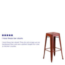 Elba Series Metal 30" Bar Height Stool with Distressed Powder Coated Finish and Integrated Floor Glides
