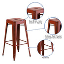 Elba Series Metal 30" Bar Height Stool with Distressed Powder Coated Finish and Integrated Floor Glides