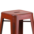 Elba Series Metal 30" Bar Height Stool with Distressed Powder Coated Finish and Integrated Floor Glides