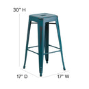 Elba Series Metal 30" Bar Height Stool with Distressed Powder Coated Finish and Integrated Floor Glides