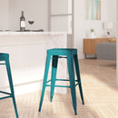 Elba Series Metal 30" Bar Height Stool with Distressed Powder Coated Finish and Integrated Floor Glides