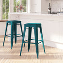 Elba Series Metal 30" Bar Height Stool with Distressed Powder Coated Finish and Integrated Floor Glides