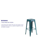 Elba Series Metal 30" Bar Height Stool with Distressed Powder Coated Finish and Integrated Floor Glides