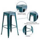 Elba Series Metal 30" Bar Height Stool with Distressed Powder Coated Finish and Integrated Floor Glides