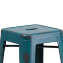 Elba Series Metal 30" Bar Height Stool with Distressed Powder Coated Finish and Integrated Floor Glides