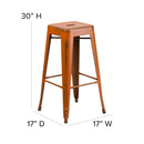 Elba Series Metal 30" Bar Height Stool with Distressed Powder Coated Finish and Integrated Floor Glides