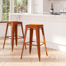 Elba Series Metal 30" Bar Height Stool with Distressed Powder Coated Finish and Integrated Floor Glides