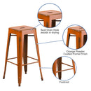 Elba Series Metal 30" Bar Height Stool with Distressed Powder Coated Finish and Integrated Floor Glides