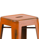 Elba Series Metal 30" Bar Height Stool with Distressed Powder Coated Finish and Integrated Floor Glides