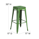 Elba Series Metal 30" Bar Height Stool with Distressed Powder Coated Finish and Integrated Floor Glides