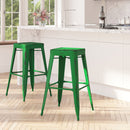 Elba Series Metal 30" Bar Height Stool with Distressed Powder Coated Finish and Integrated Floor Glides