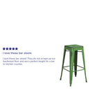 Elba Series Metal 30" Bar Height Stool with Distressed Powder Coated Finish and Integrated Floor Glides