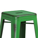 Elba Series Metal 30" Bar Height Stool with Distressed Powder Coated Finish and Integrated Floor Glides