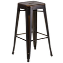 Elba Series Metal 30" Bar Height Stool with Distressed Powder Coated Finish and Integrated Floor Glides