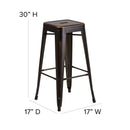 Elba Series Metal 30" Bar Height Stool with Distressed Powder Coated Finish and Integrated Floor Glides
