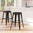 Elba Series Metal 30" Bar Height Stool with Distressed Powder Coated Finish and Integrated Floor Glides