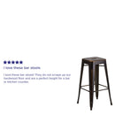 Elba Series Metal 30" Bar Height Stool with Distressed Powder Coated Finish and Integrated Floor Glides