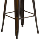 Elba Series Metal 30" Bar Height Stool with Distressed Powder Coated Finish and Integrated Floor Glides