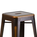 Elba Series Metal 30" Bar Height Stool with Distressed Powder Coated Finish and Integrated Floor Glides