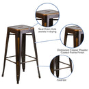 Elba Series Metal 30" Bar Height Stool with Distressed Powder Coated Finish and Integrated Floor Glides
