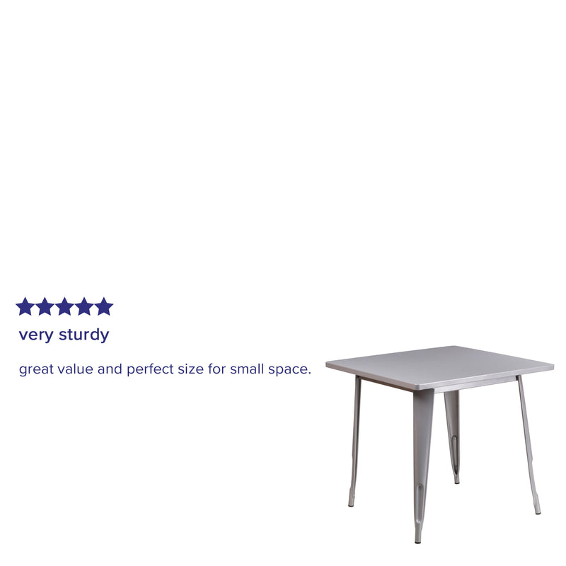 Nash 31.5" Square Metal Table for Indoor and Outdoor Use