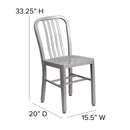 Santorini 18 Inch Galvanized Steel Indoor/Outdoor Dining Chair with Slatted Back and Powder Coated Finish