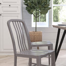 Santorini 18 Inch Galvanized Steel Indoor/Outdoor Dining Chair with Slatted Back and Powder Coated Finish