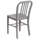 Santorini 18 Inch Galvanized Steel Indoor/Outdoor Dining Chair with Slatted Back and Powder Coated Finish