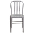 Santorini 18 Inch Galvanized Steel Indoor/Outdoor Dining Chair with Slatted Back and Powder Coated Finish